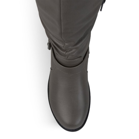 Journee Collection Light Gray Faux Leather Knee High Riding Boots - Picture 4 of 8